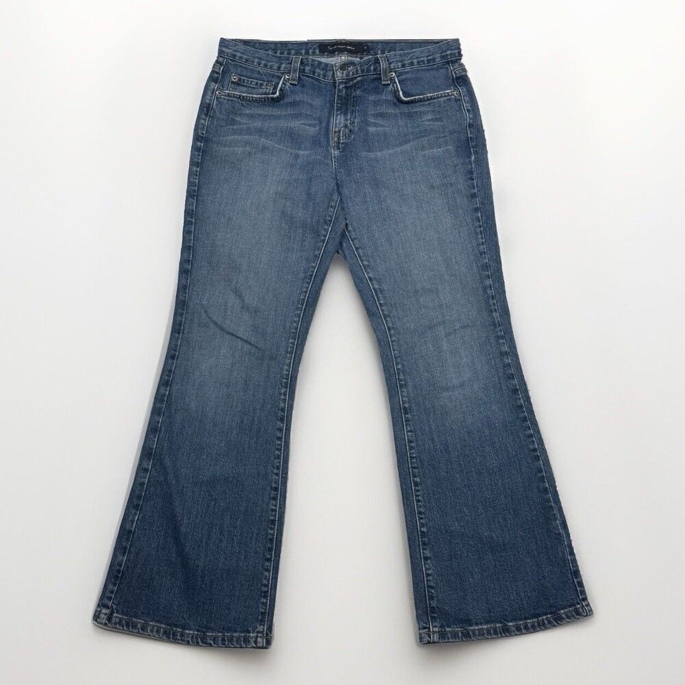 Calvin Klein Jeans Womens 10 Flared Mid Rise Blue Denim Measures 32 x 27